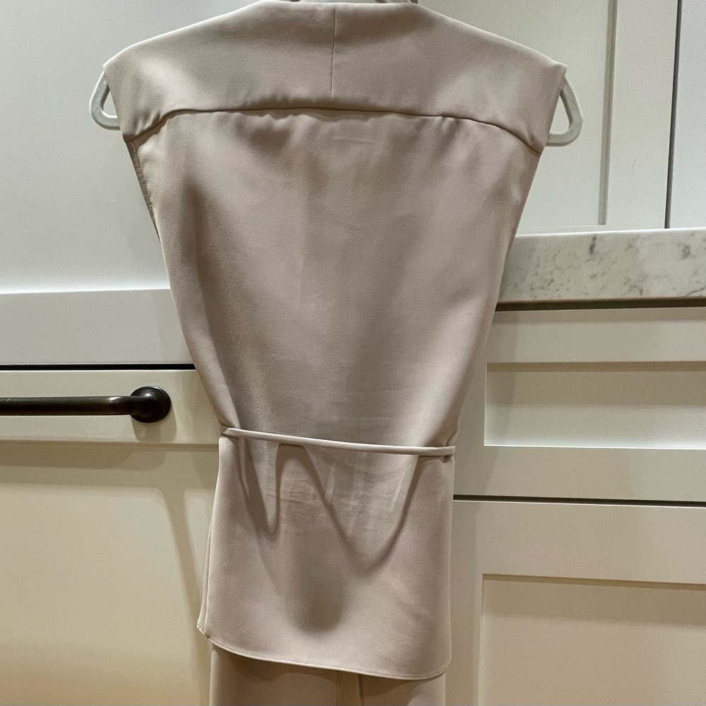 White House Black Market Tan wrap blouse vest